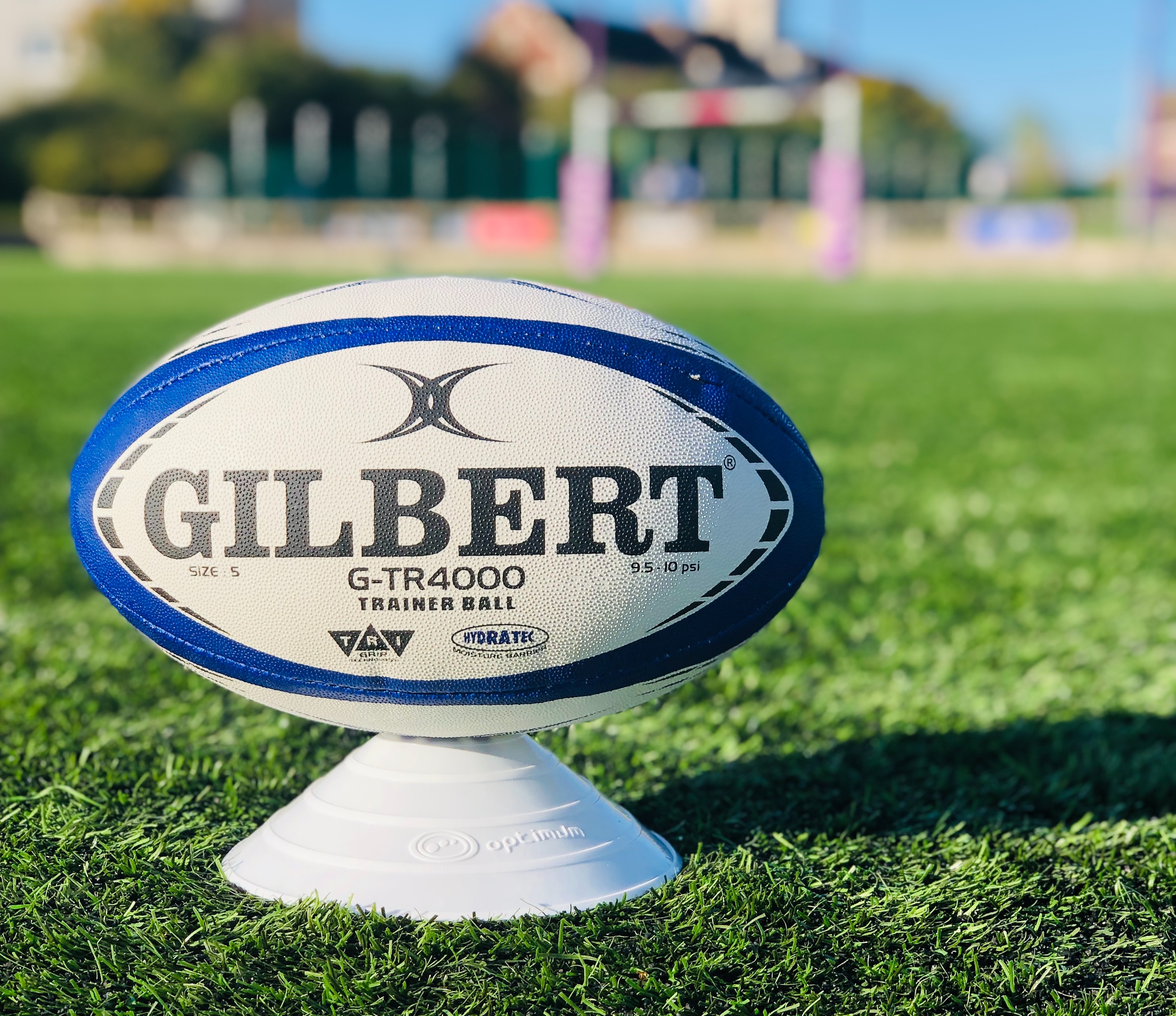 a rugby ball on the pitch